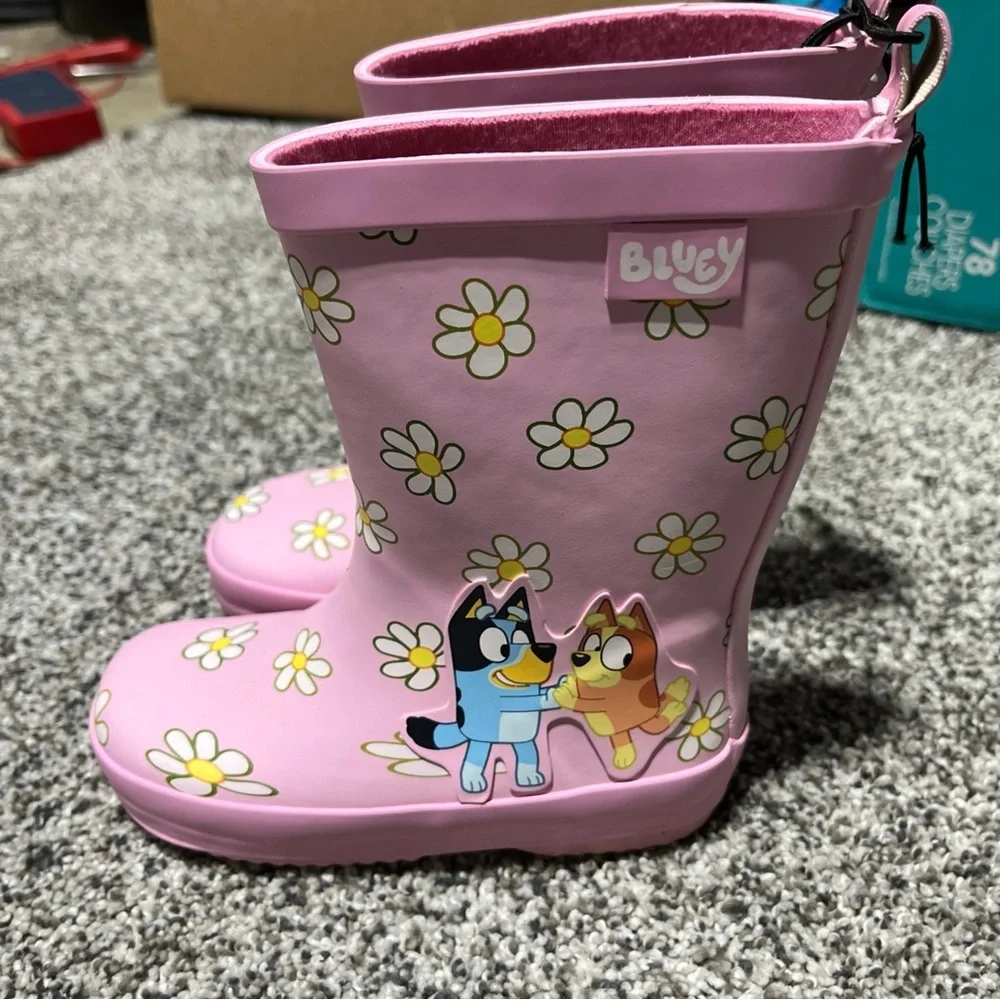 Bluey & Bingo Ground Up Rubber Rain Boots Waterproof Size 7/8